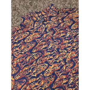Polo Jeans Co Ralph Lauren Fish Print Shirt Men's XL Blue Short Sleeve Button